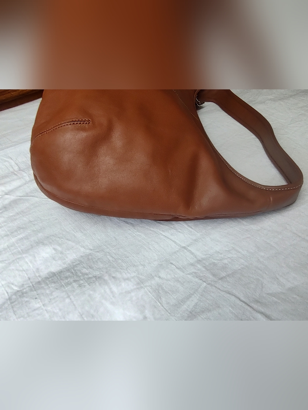 Coach Classic Brown Leather Hobo Shoulder Bag Y2K F12348 Blue Silver Ergo Large - Picture 5 of 11